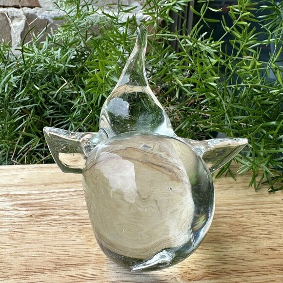 Elephant Figurine Paperweight 4.75" Hand Blown Crystal Art Glass Ground Base - Picture 3 of 7